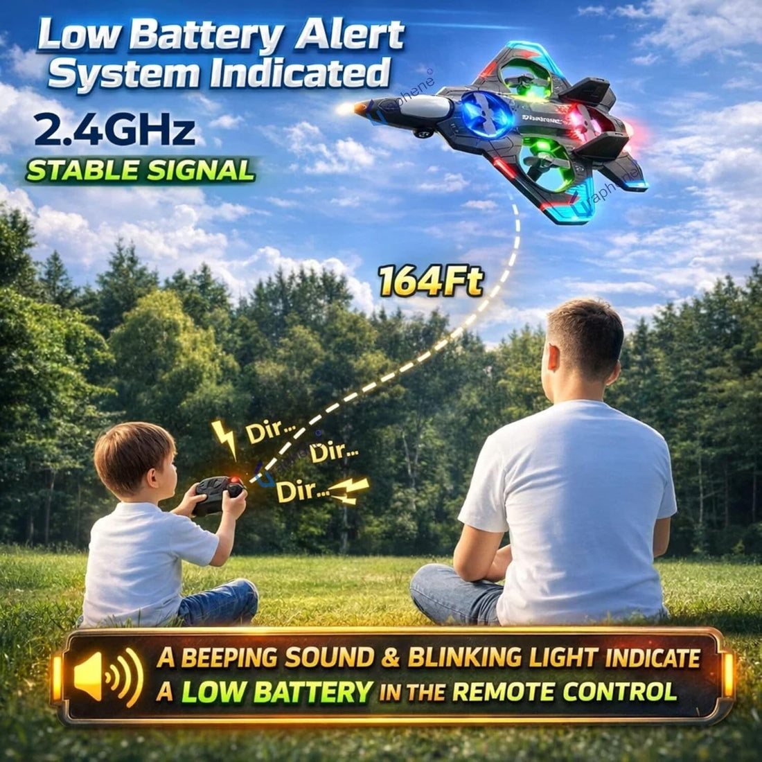 Combat Aircraft RC Stunt Fighter | 2.4GHz Remote Control Jet with 360° Flip & Vertical Takeoff | Durable EPP Foam Glider with LED Lights